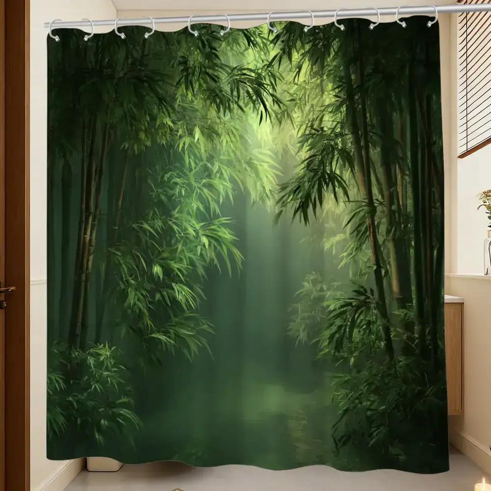 Bathroom Shower Curtain Bamboo - Spa Wellness Nature บทวิจารณ์และราคา