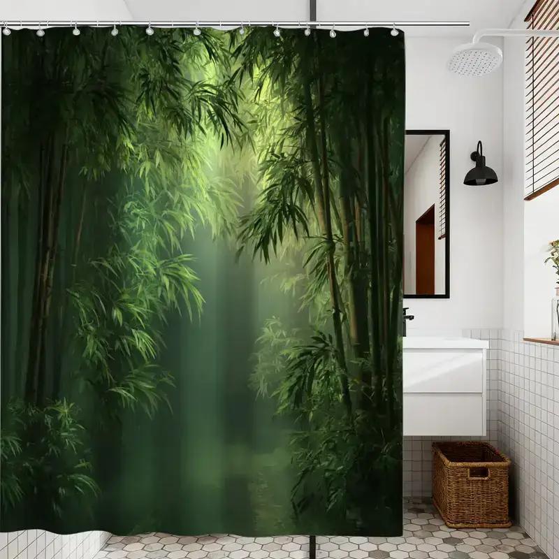 Bathroom Shower Curtain Bamboo - Spa Wellness Nature บทวิจารณ์และราคา