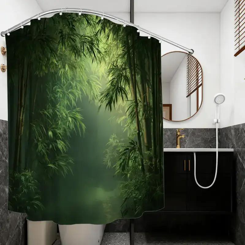 Bathroom Shower Curtain Bamboo - Spa Wellness Nature บทวิจารณ์และราคา
