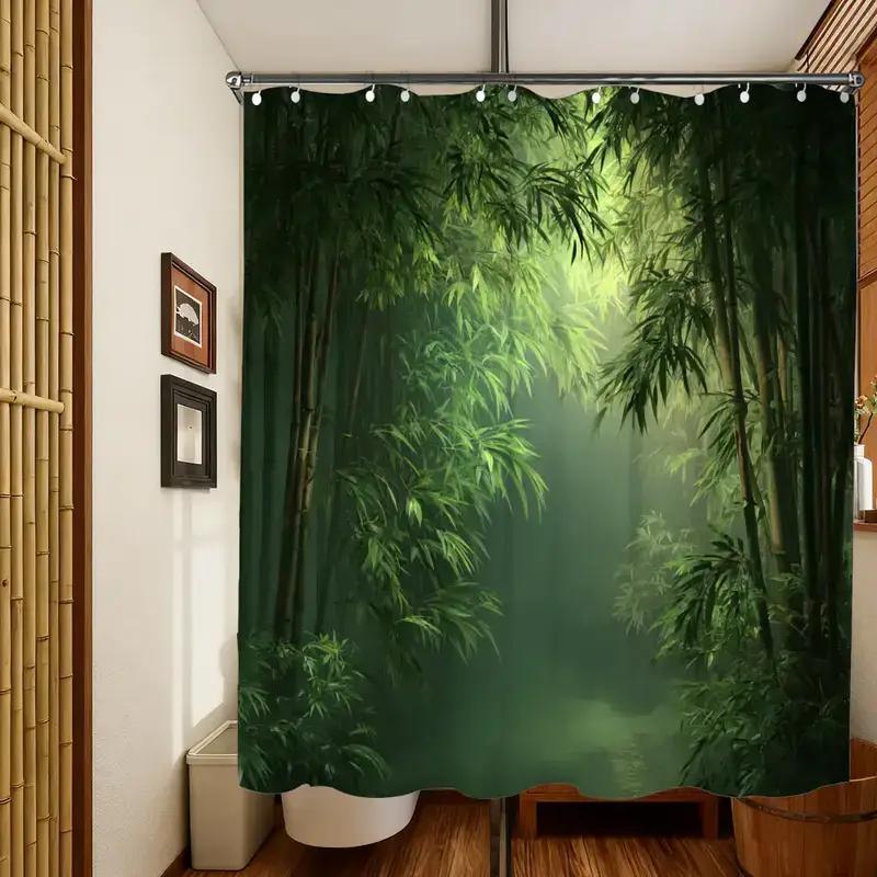 Bathroom Shower Curtain Bamboo - Spa Wellness Nature บทวิจารณ์และราคา